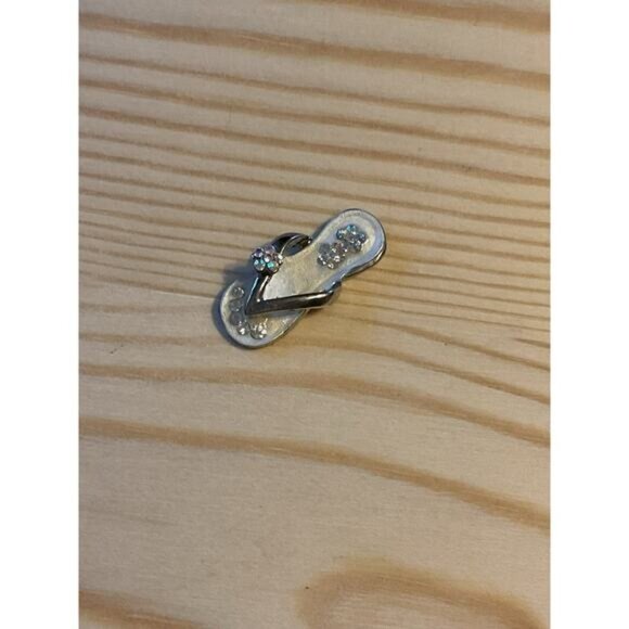 Flip Flop Thong Rhinestone Embellished Charm Pendant. - Picture 2 of 4